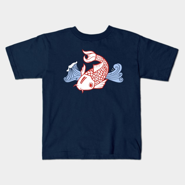 Lucky Little Koi Kids T-Shirt by staceyromanart